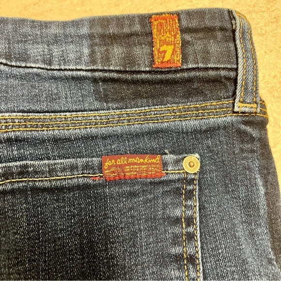 7 for all Mankind Jeans Womens 27 dark Wash Blue Denim raw hem mid rise - Picture 7 of 8